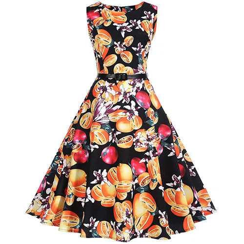 Floral Print Vintage Dress Women Retro PinUp Tutu Dresses Hepburn 50s 60s Rockabilly Robe feminino Vestidos Swing dresses S~3XL