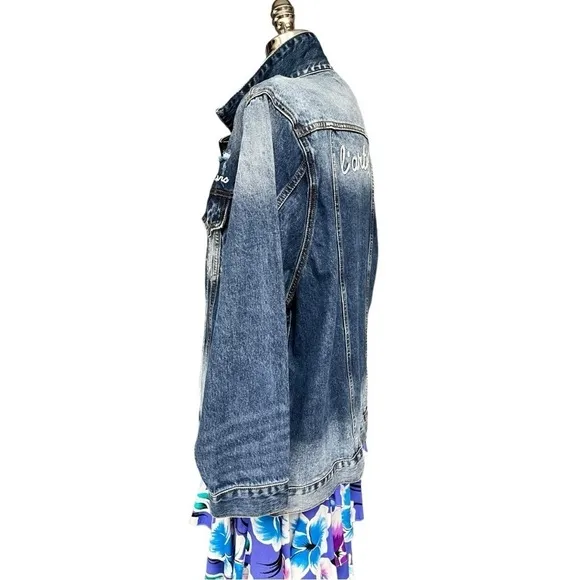 FP x Sandrine Rose  L’Artiste Distressed Denim Jean Jacket, Medium, NWT