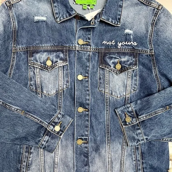 FP x Sandrine Rose  L’Artiste Distressed Denim Jean Jacket, Medium, NWT