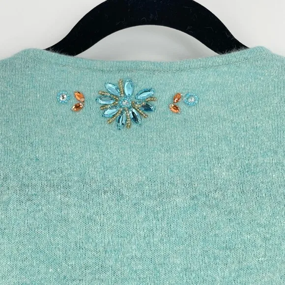 Free People Womens Twee 3/4 Sleeve Delicate Wool Bead Embroidered Cardigan XS