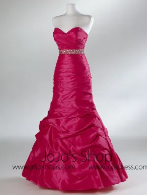 Fuschia Pink Fit N Flare Empire Formal Prom Evening Dress HB2023A
