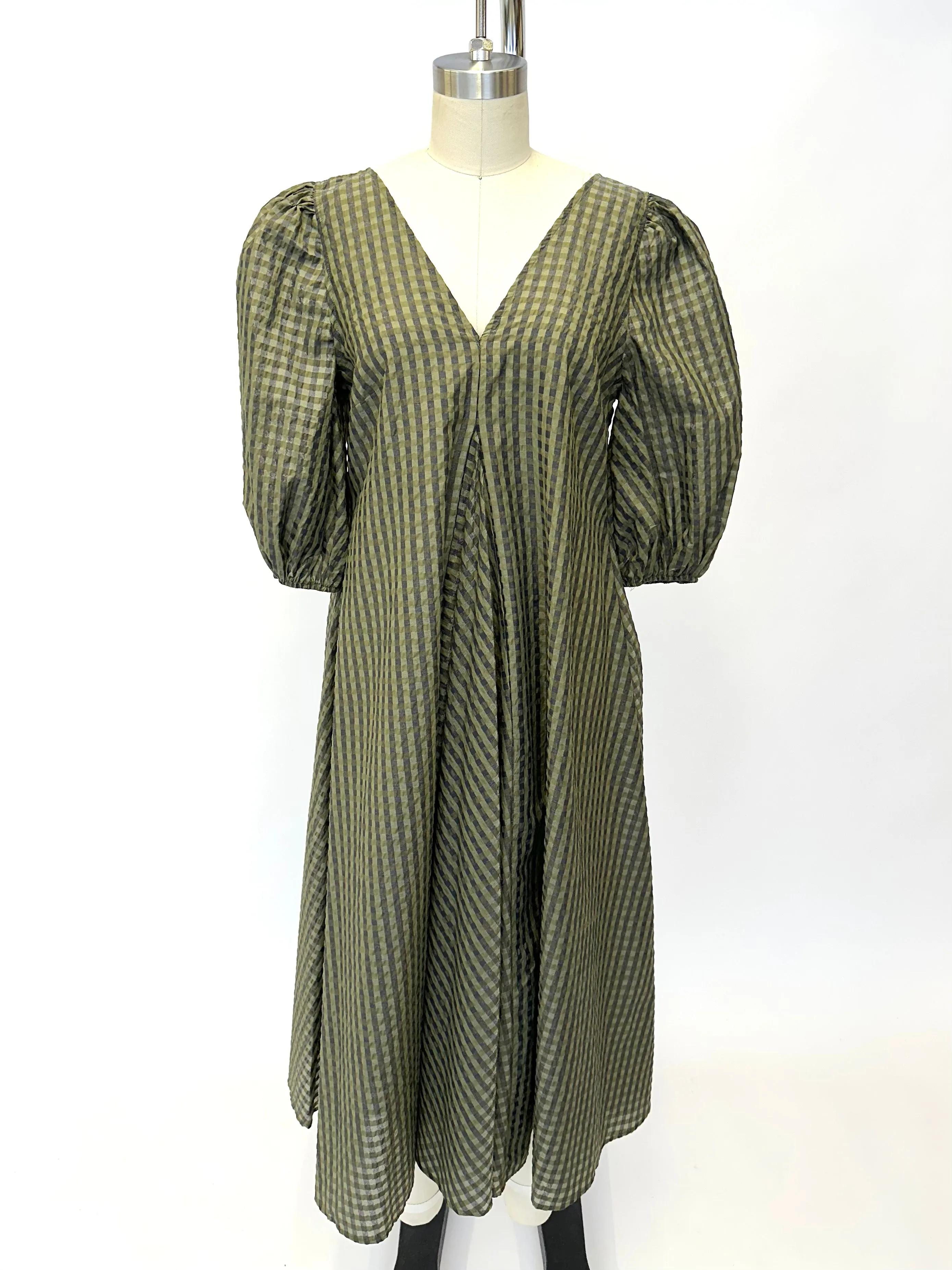 Ganni Seersucker Gingham Dress