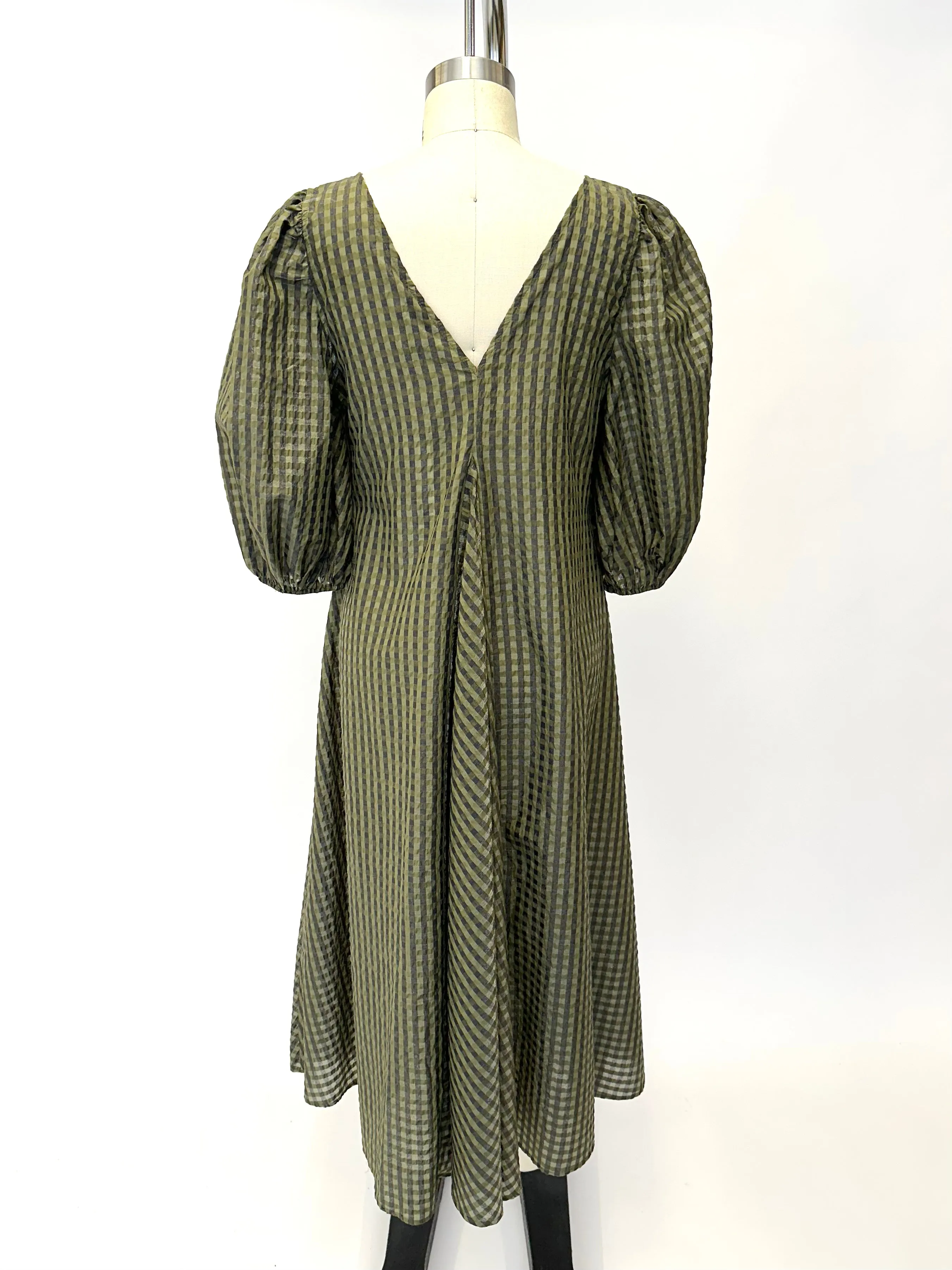 Ganni Seersucker Gingham Dress
