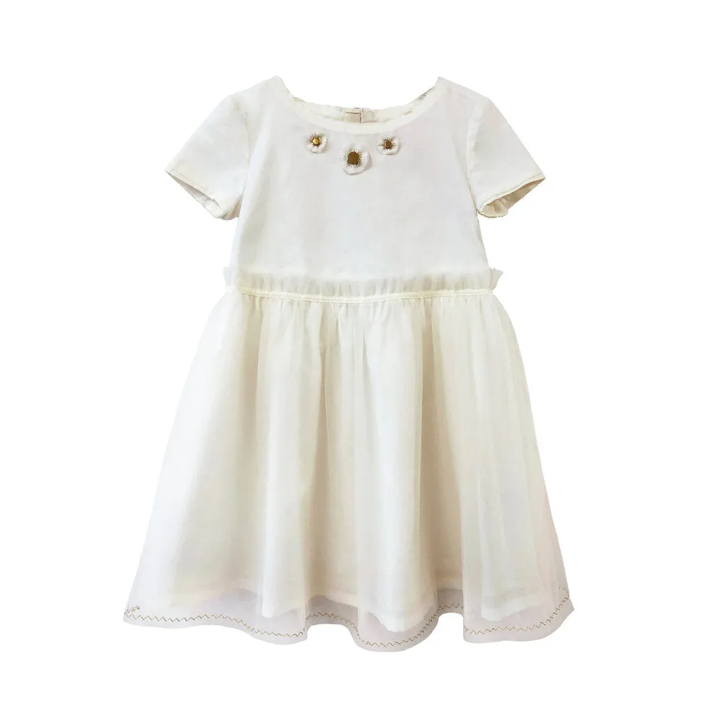 Girls Aliyah Embroidered Dress - Egret