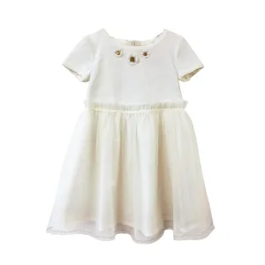 Girls Aliyah Embroidered Dress - Egret