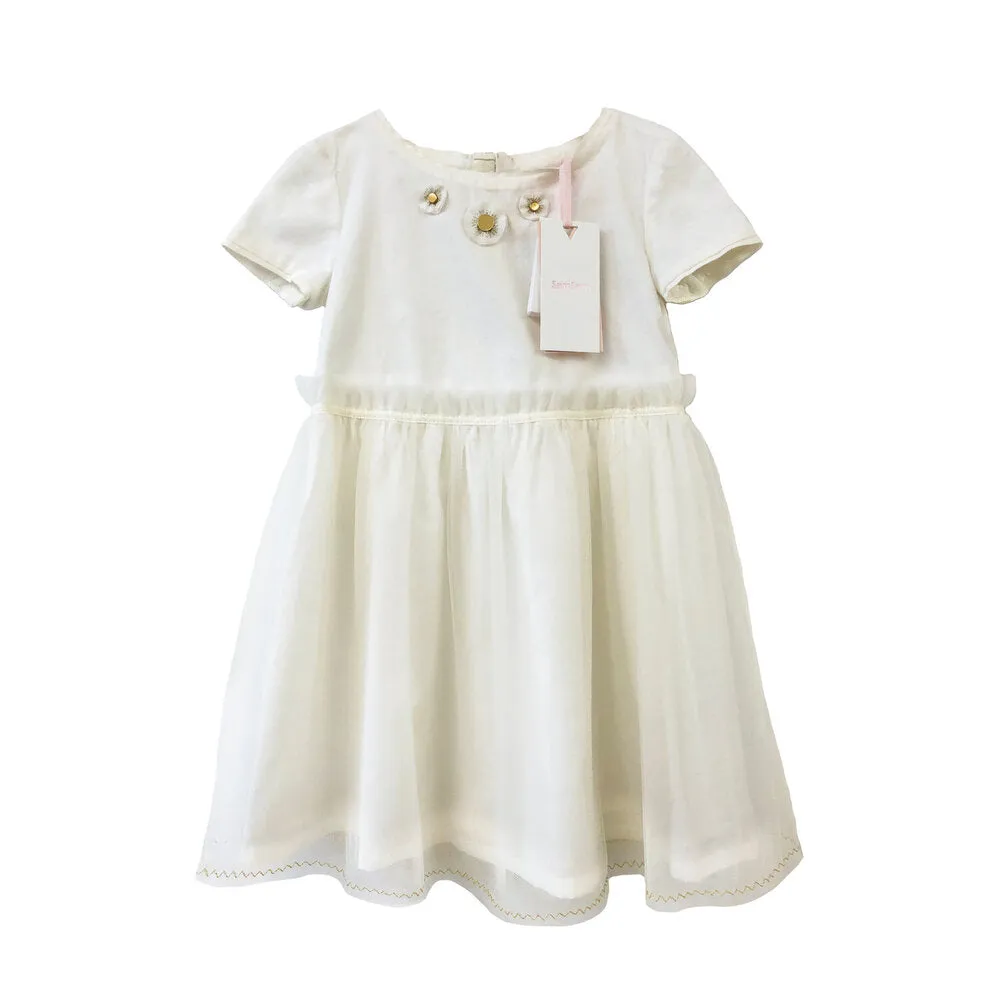 Girls Aliyah Embroidered Dress - Egret