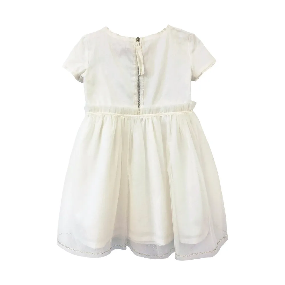 Girls Aliyah Embroidered Dress - Egret