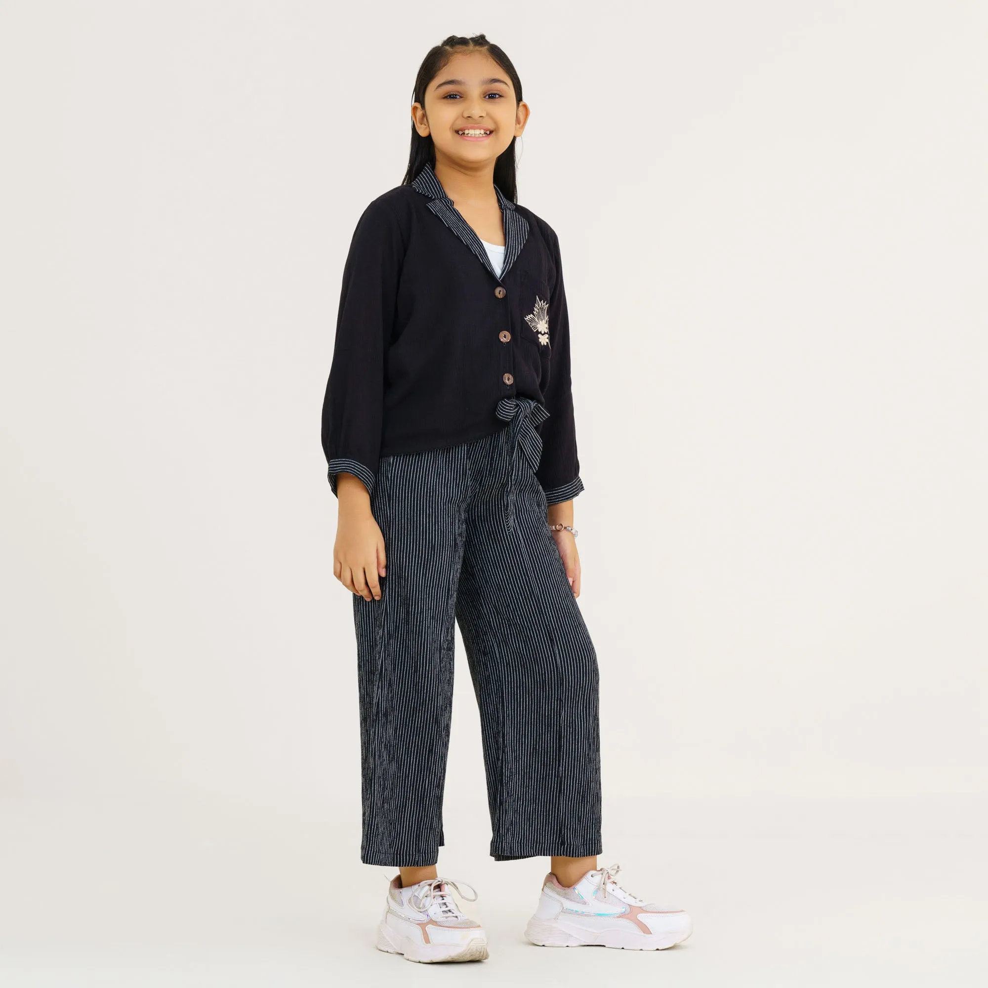 Girls Black 2-Piece Ethnic Set