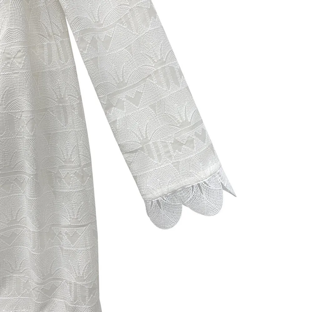 Girls Lotus Trim Dress - Cream