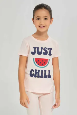 Girls Printed Watermelon Pink T-Shirt