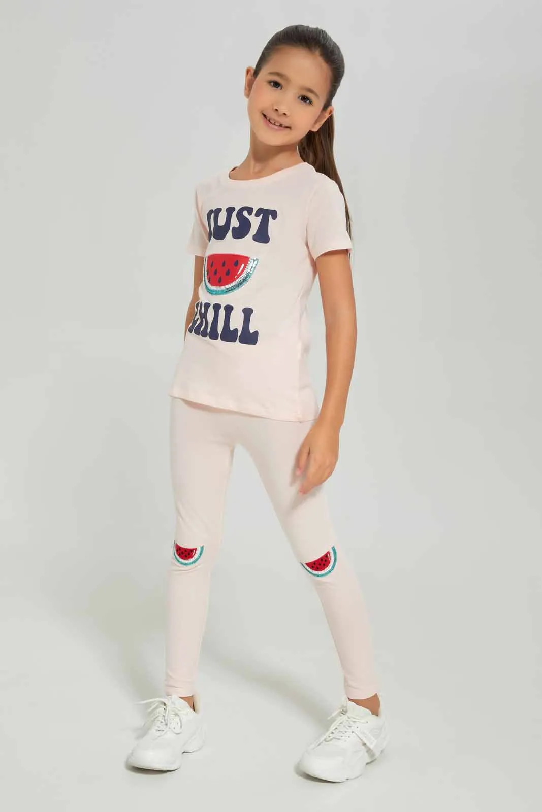 Girls Printed Watermelon Pink T-Shirt