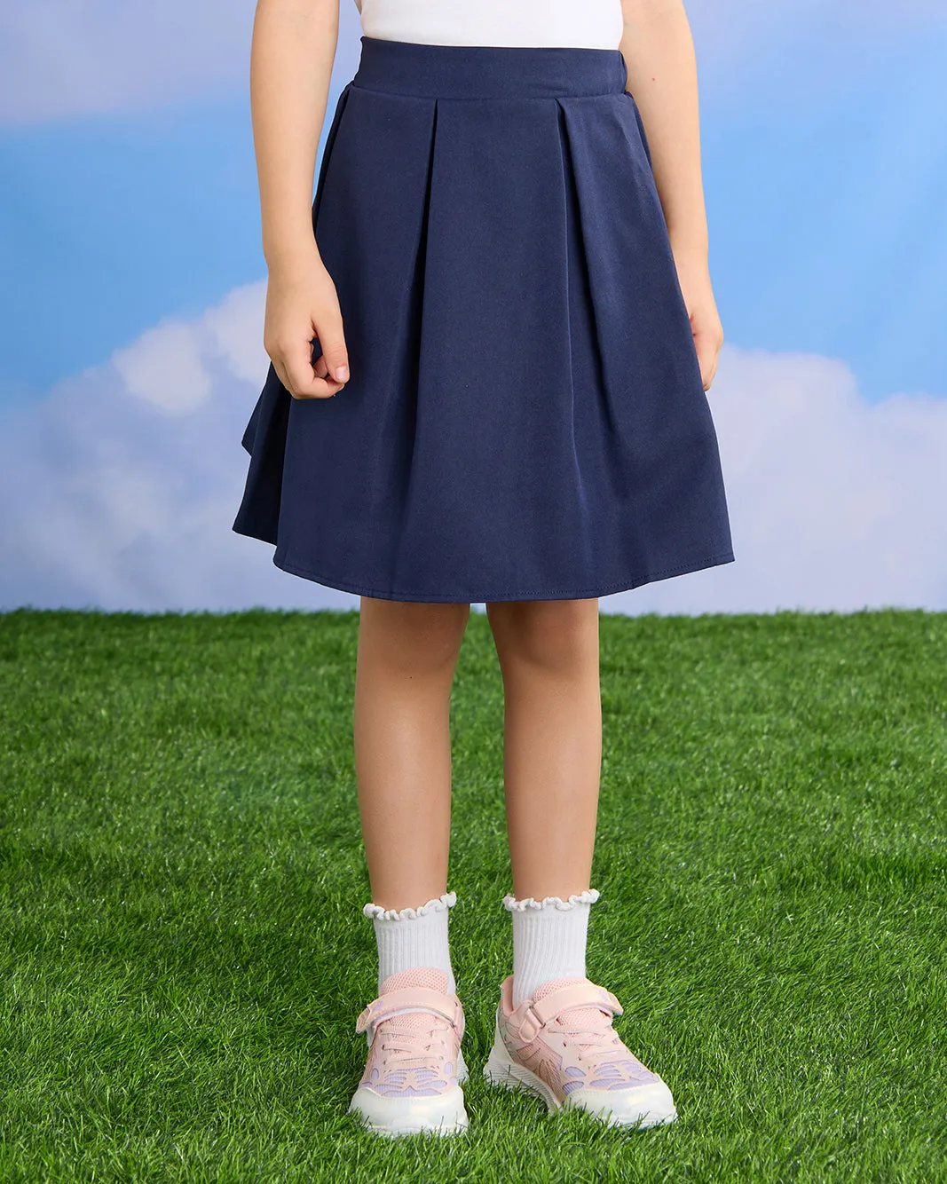 Girls White And Navy Casual Set (2 Piece)