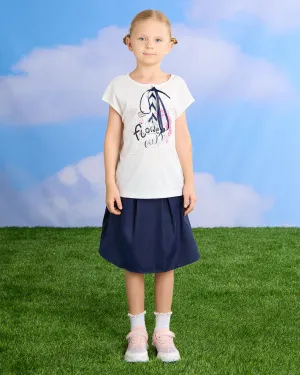 Girls White And Navy Casual Set (2 Piece)