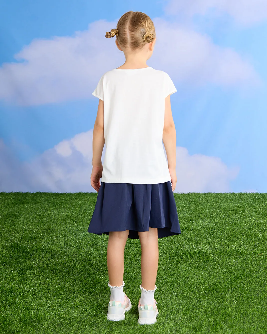 Girls White And Navy Casual Set (2 Piece)