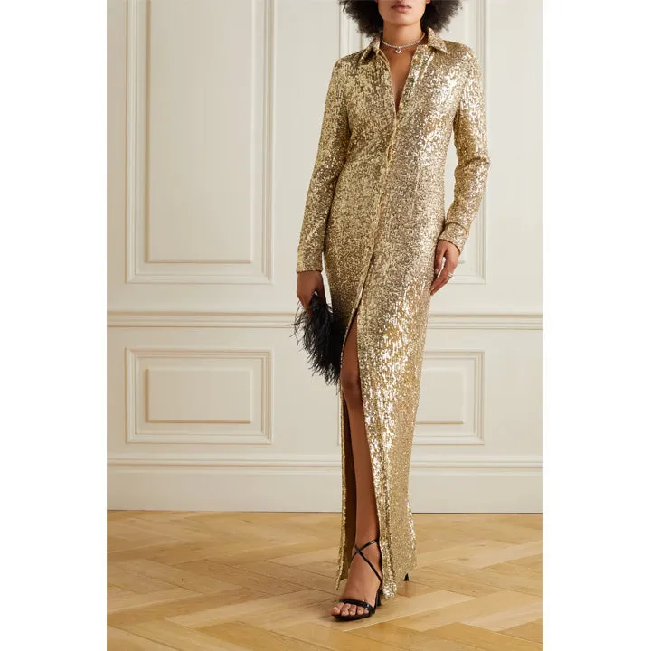 Gold Sequined Tulle Gown