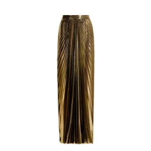 Gold Sunray Plissé Maxi Skirt