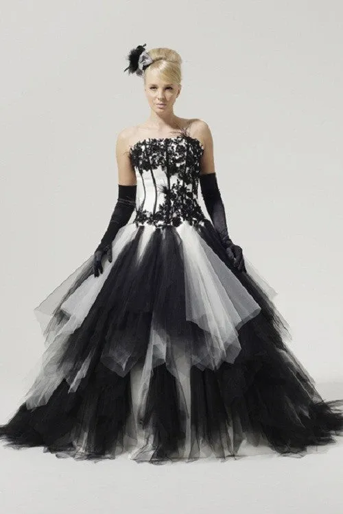 Goth Ball Gown Victorian Style With Brush Train Free Shipping