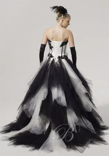Goth Ball Gown Victorian Style With Brush Train Free Shipping