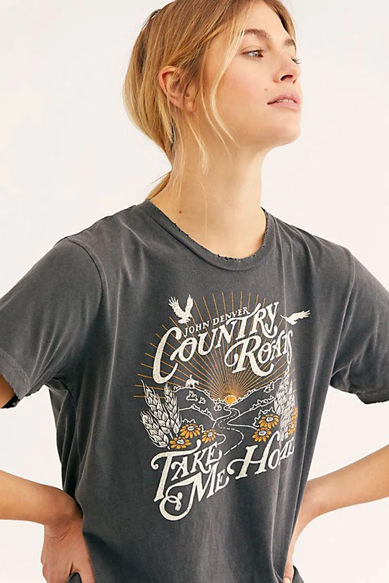Graphic Tees women black cotton t shirt casual style top tshirt