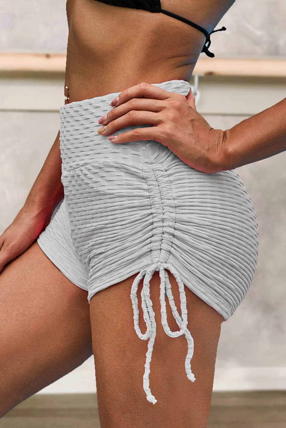 Gray Butt Lifting High Waist Women's Swim Short