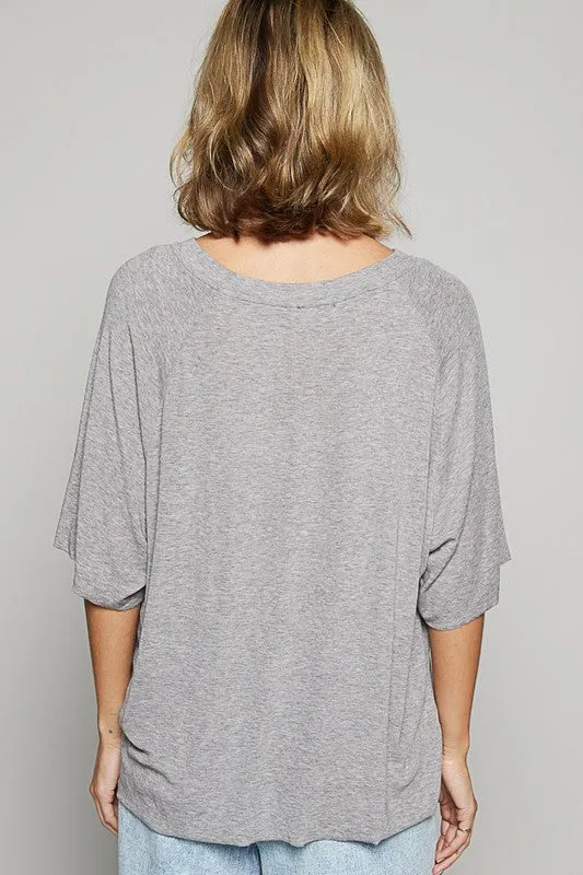 Gray Round Neck Half Sleeve T-Shirt