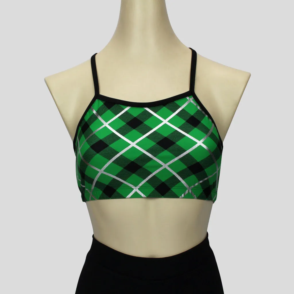 Green & Black Tartan Crop Top