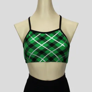Green & Black Tartan Crop Top