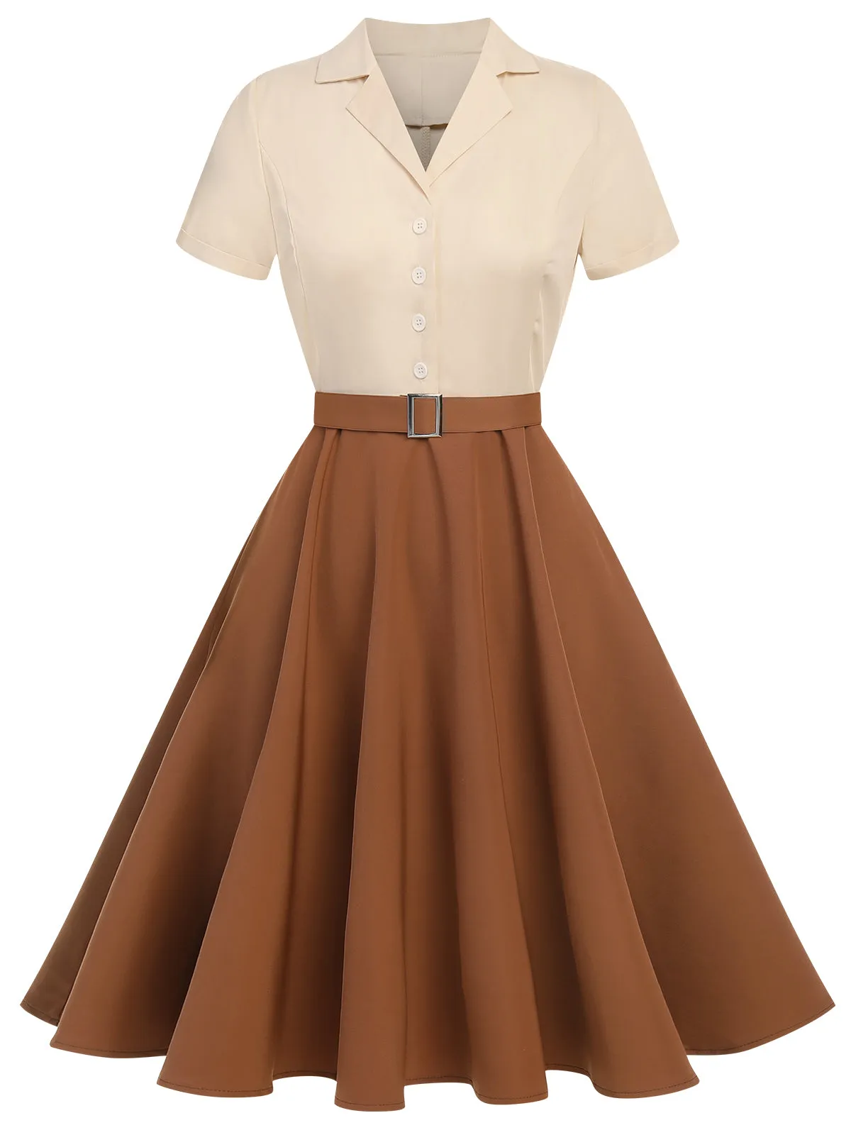 Green&Red 1950s Christmas Button Dress