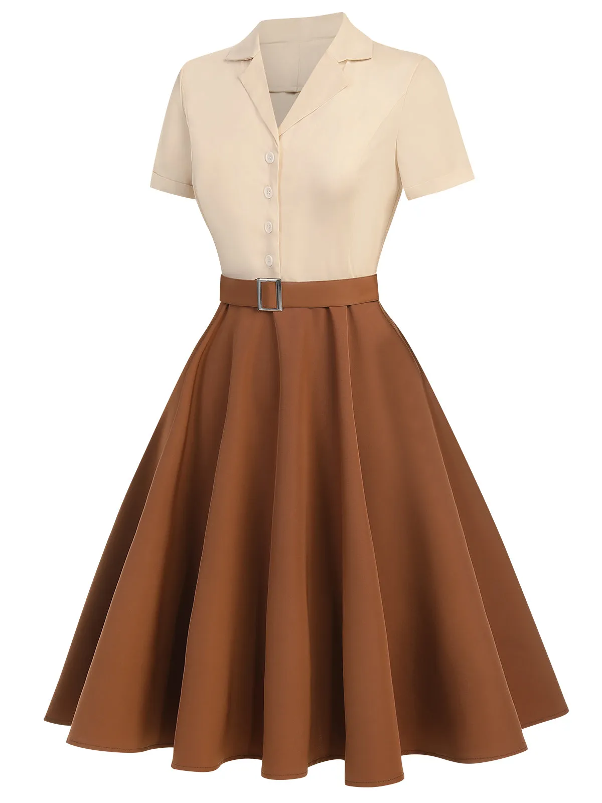 Green&Red 1950s Christmas Button Dress