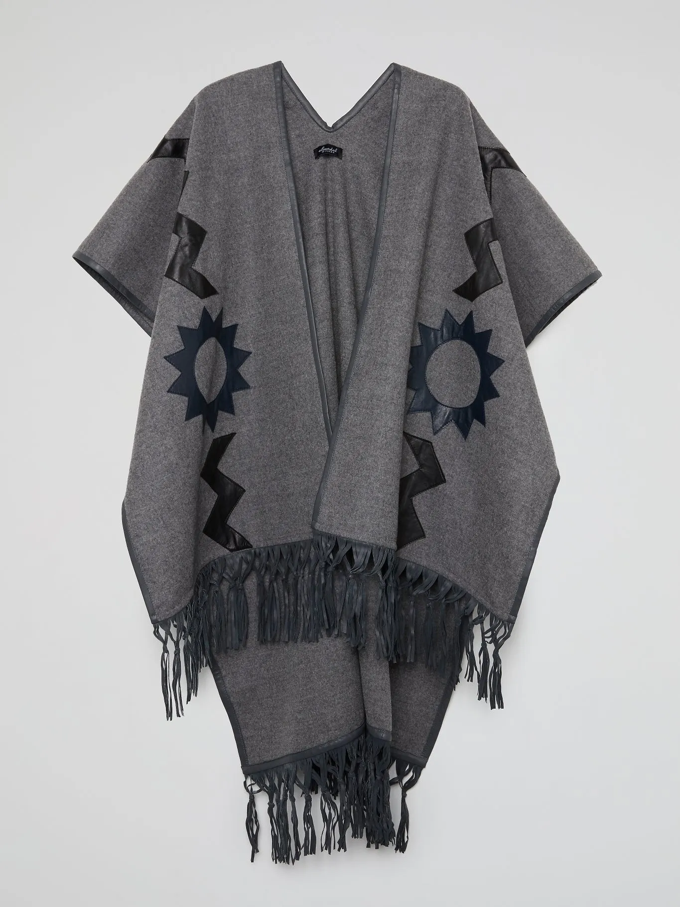 Grey Fringe Hem Poncho