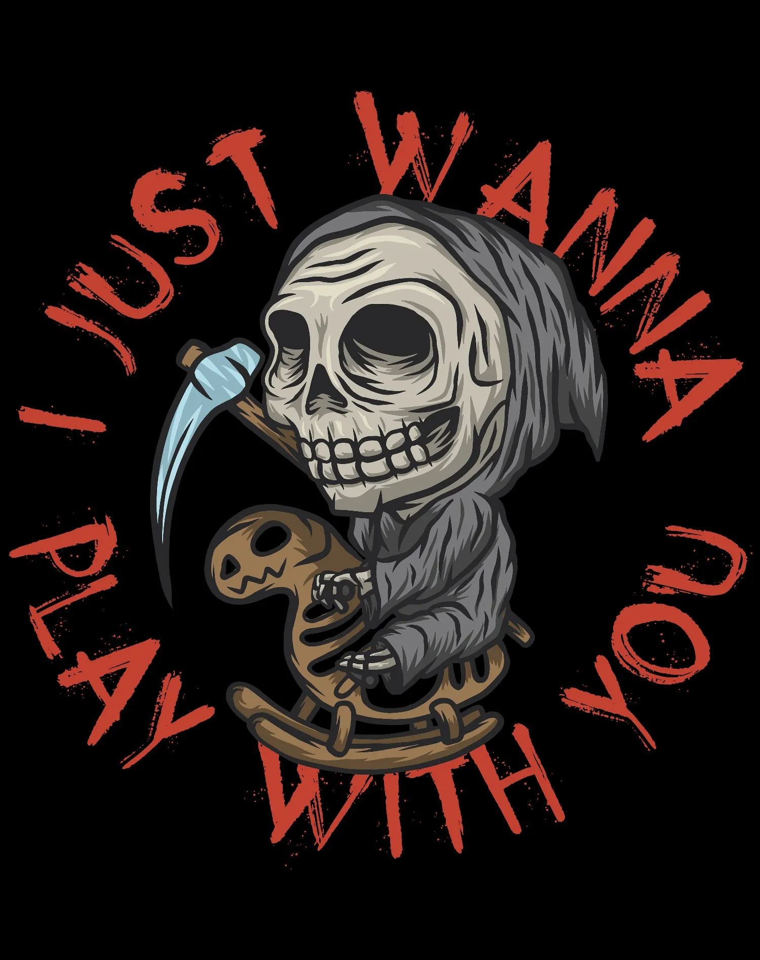 Halloween Horror Grim Reaper Want To Play Scary Retro 80s Dark Unisex Sweatshirt