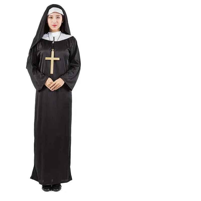 Halloween Men Priest Cosplay Costumes For Women Clothes Carnival  Nun Long Robes Religious Catholic Church Clothing Missionary