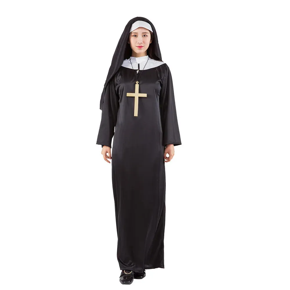 Halloween Men Priest Cosplay Costumes For Women Clothes Carnival  Nun Long Robes Religious Catholic Church Clothing Missionary