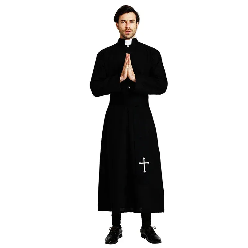 Halloween Men Priest Cosplay Costumes For Women Clothes Carnival  Nun Long Robes Religious Catholic Church Clothing Missionary
