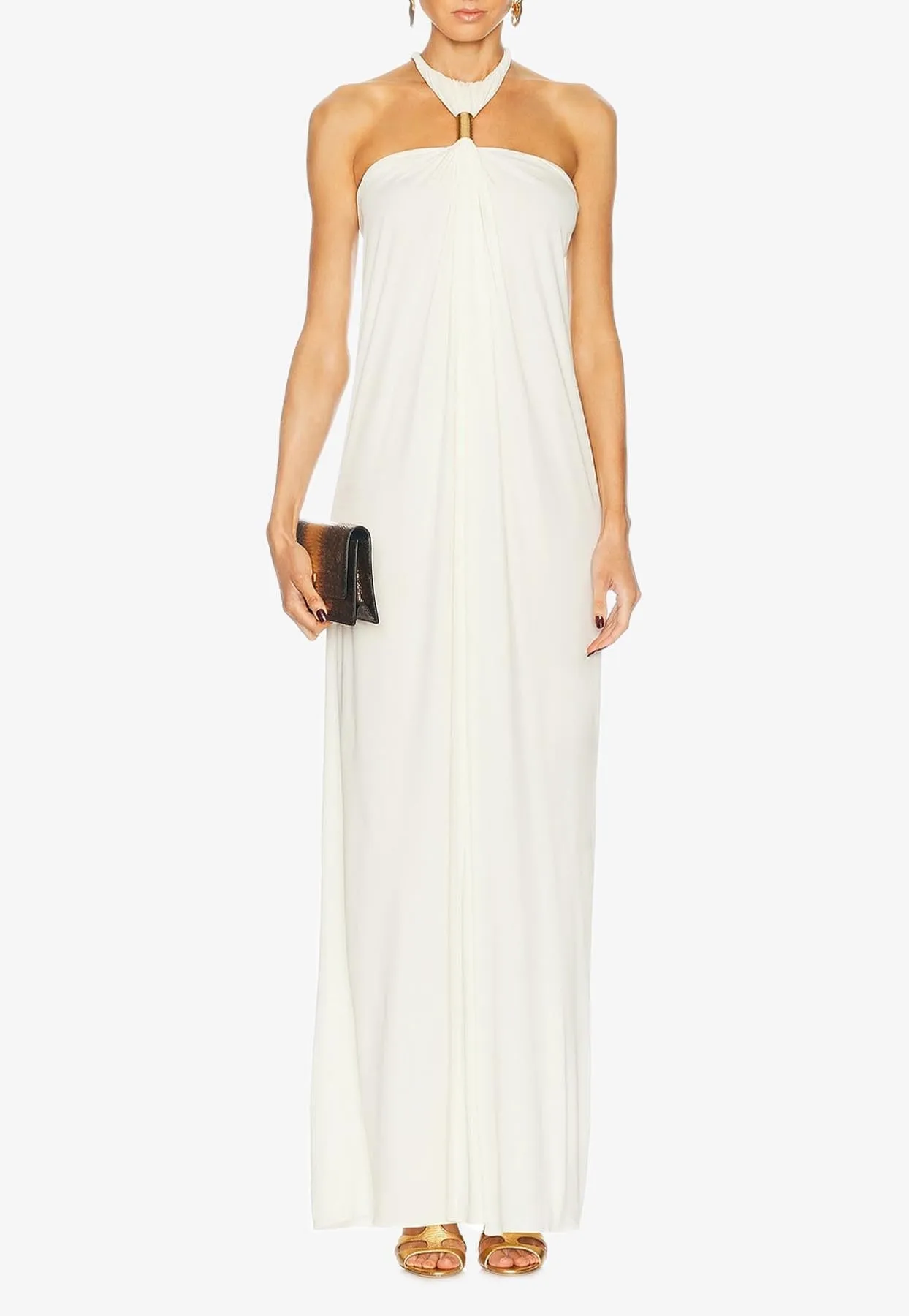 Halterneck Draped Maxi Dress