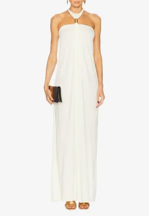 Halterneck Draped Maxi Dress