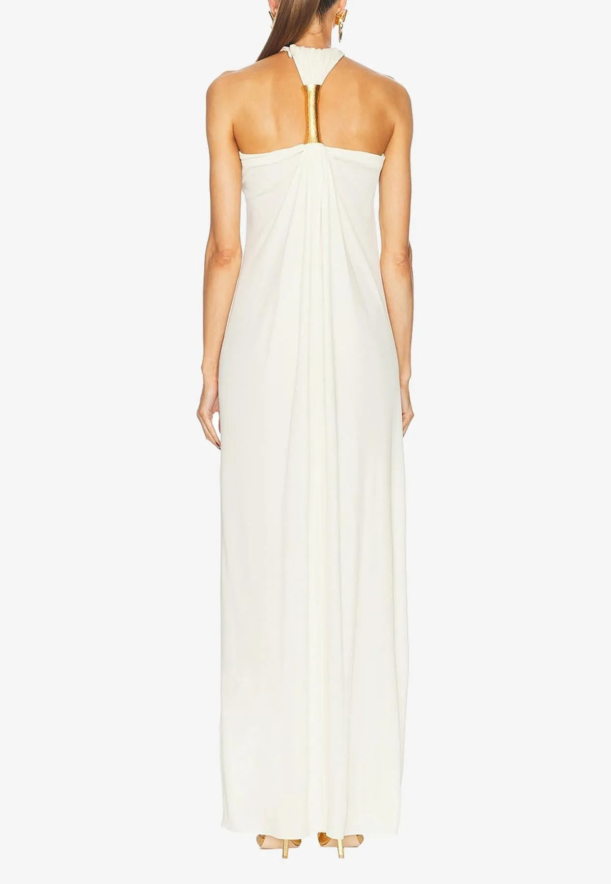 Halterneck Draped Maxi Dress