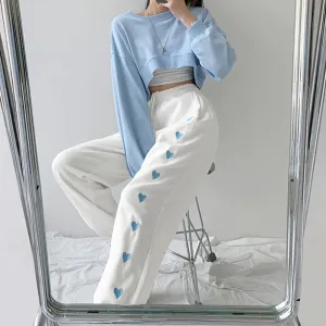 Harajuku Heart Print Casual Pants  KF9939