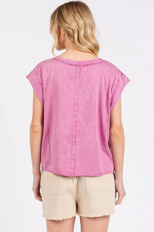 Hazel Blues® |  Mittoshop Round Neck Cap Sleeve T-Shirt