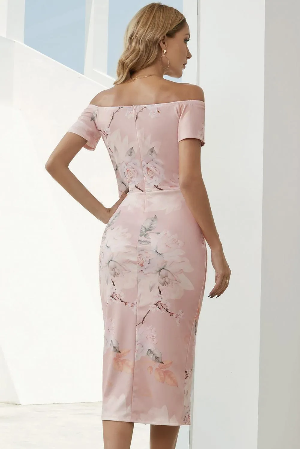 Hazel Blues® | Printed Off-Shoulder Split Dress
