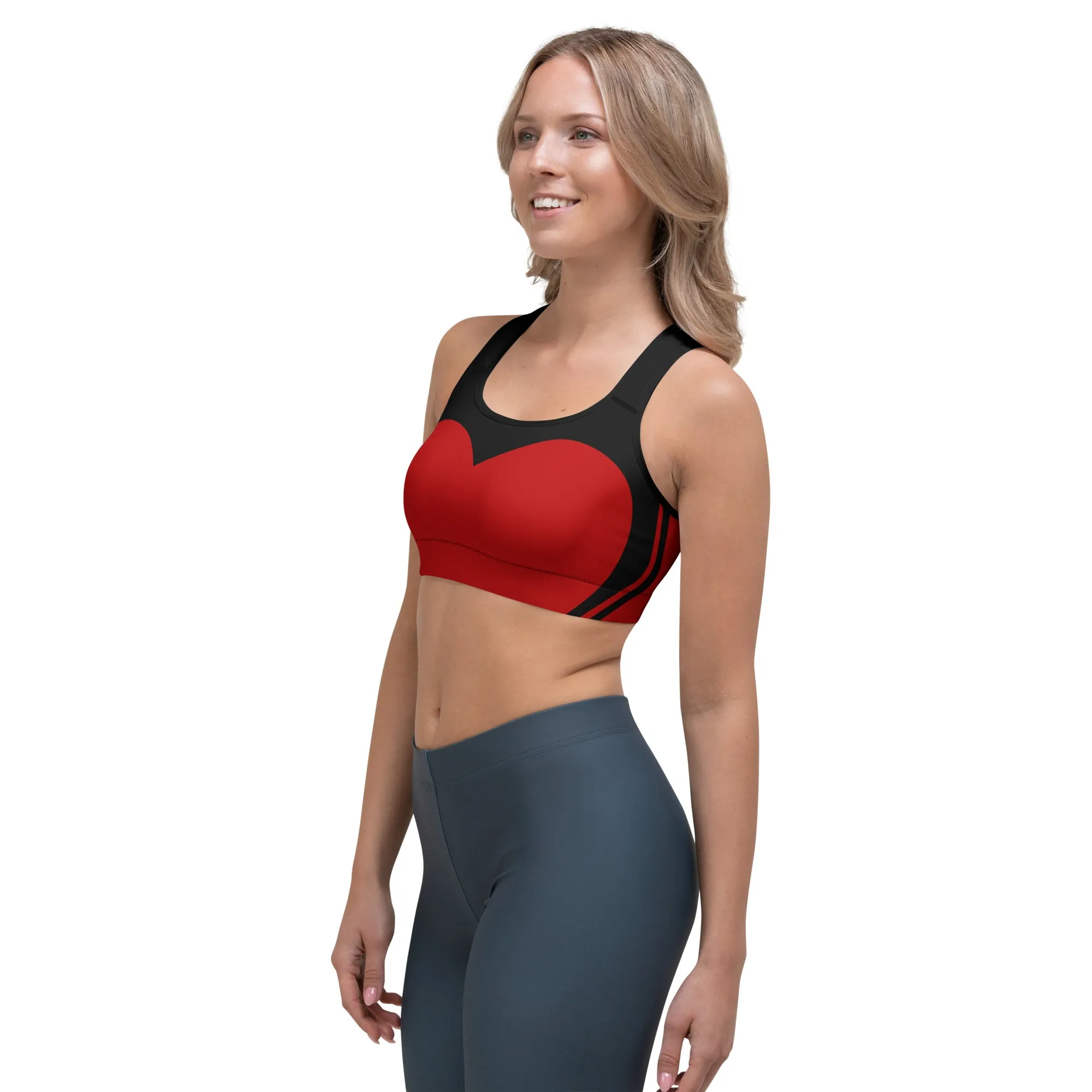 Heart Shaped Carve Black Sports Bra