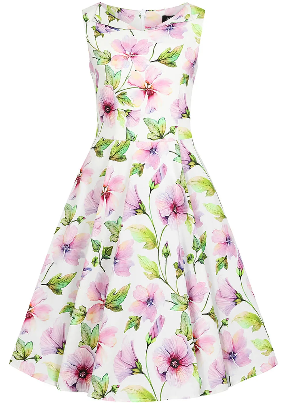 Hearts &amp; Roses Kids Naomi Floral 50's Swing Dress White
