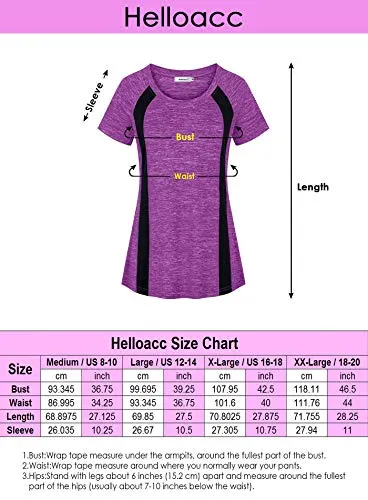 Helloacc Flowy Tops for Women,Scoop Neckline Travel Clothes Rounded Hem Cute Flattering Tunics Tee Slimming Summer Activewears Basic Pilates Shirts Plus Size Sporty Tshirt Golf Jogging Comfy Violet XL
