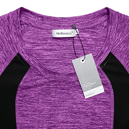 Helloacc Flowy Tops for Women,Scoop Neckline Travel Clothes Rounded Hem Cute Flattering Tunics Tee Slimming Summer Activewears Basic Pilates Shirts Plus Size Sporty Tshirt Golf Jogging Comfy Violet XL