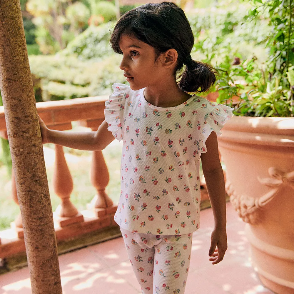 Hermance Tee & Leggings Set | White Felicita Flowers