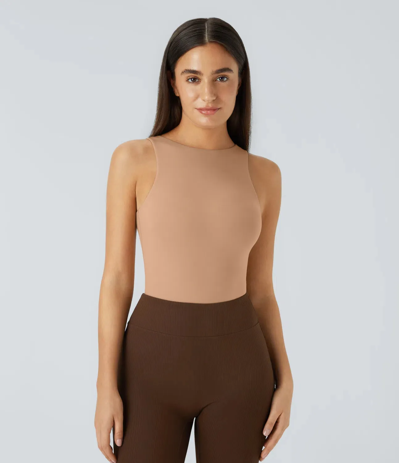 High-Stretch Skin-Friendly Bodysuit | Round Neck & Sleeveless