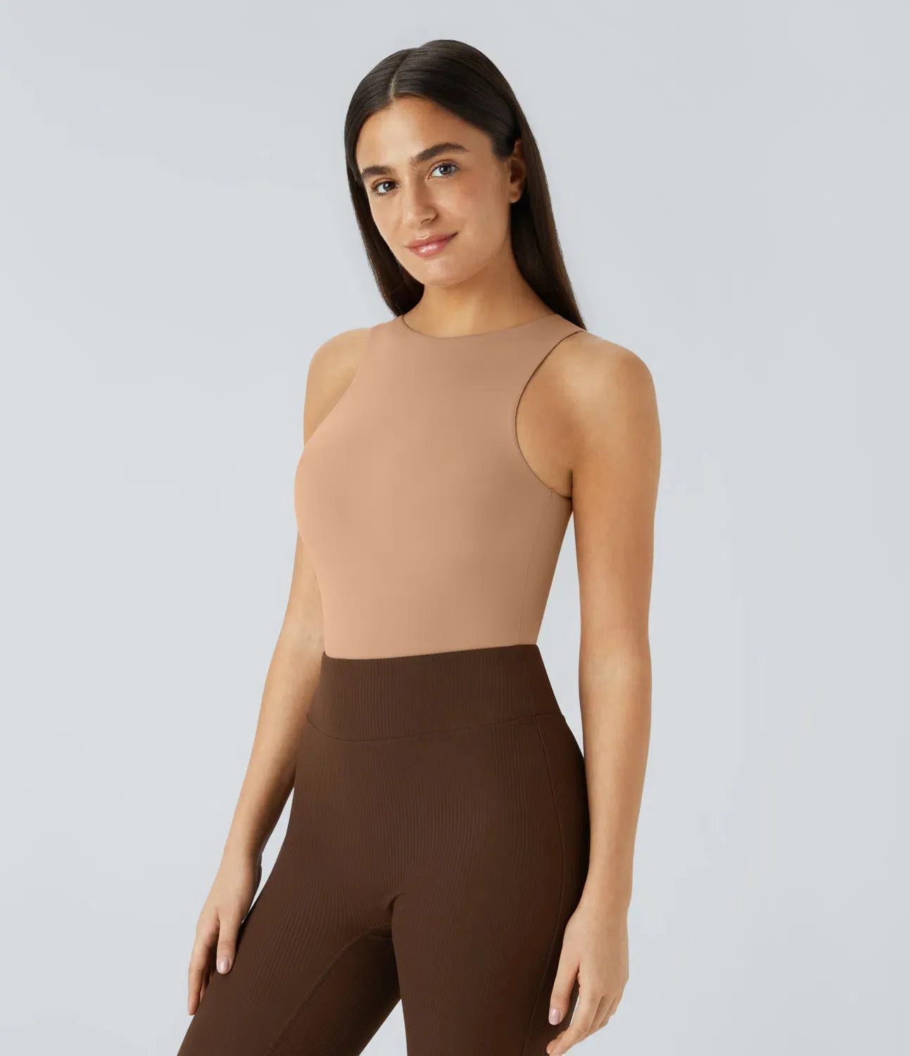 High-Stretch Skin-Friendly Bodysuit | Round Neck & Sleeveless