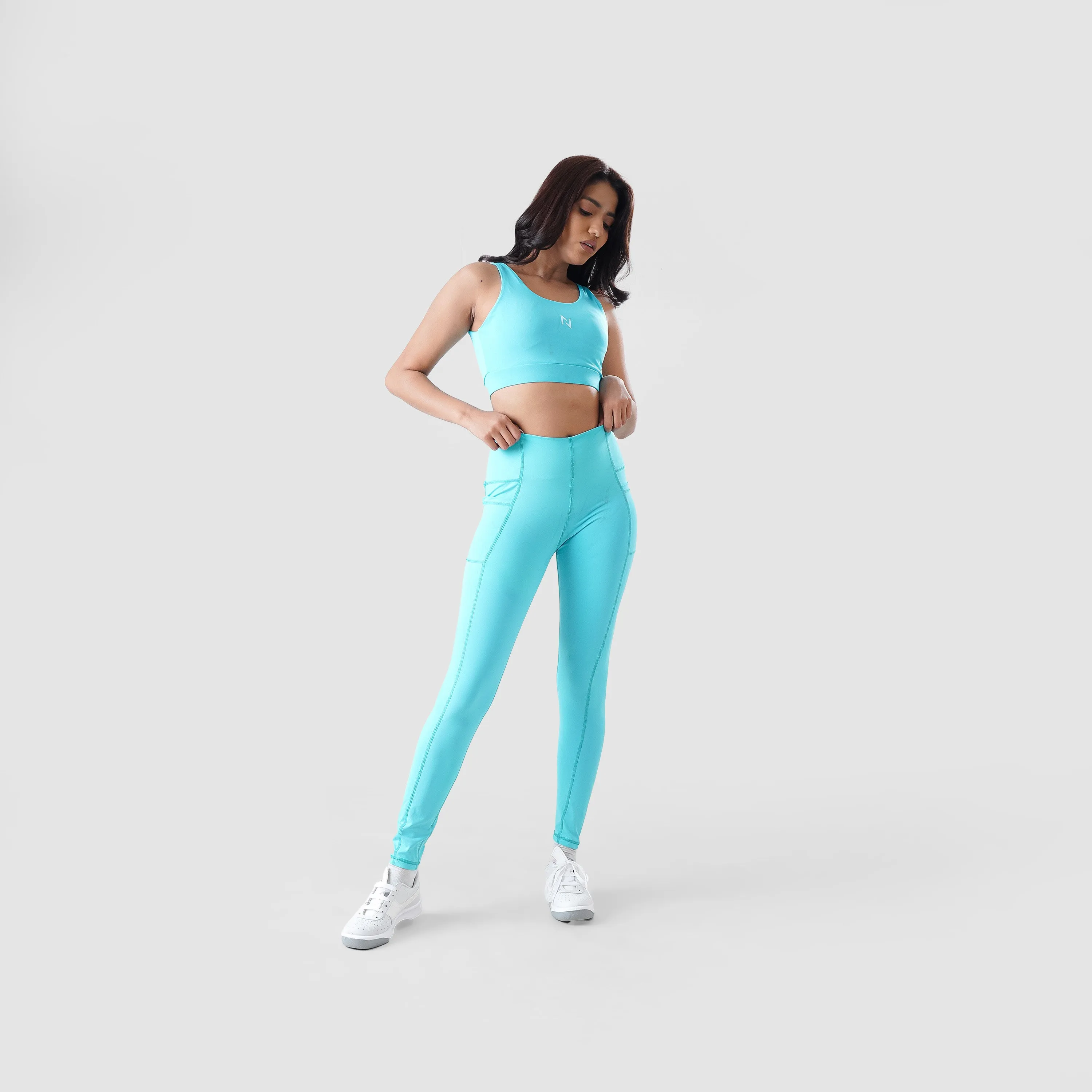 High Waisted Leggings Aqua