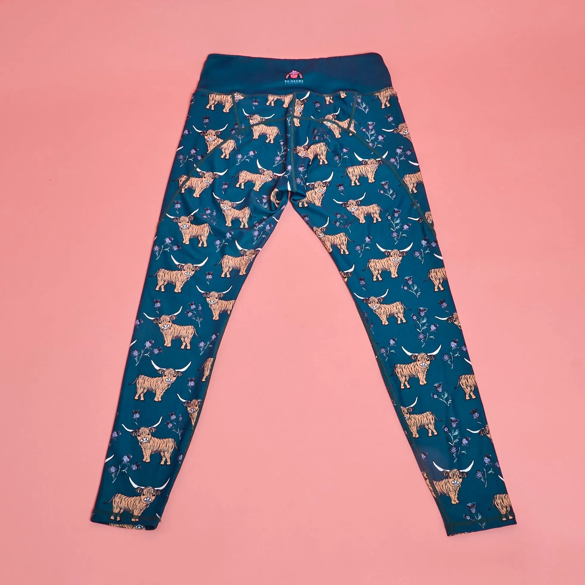 Highland Cow on Thistles Women's Activewear Leggings