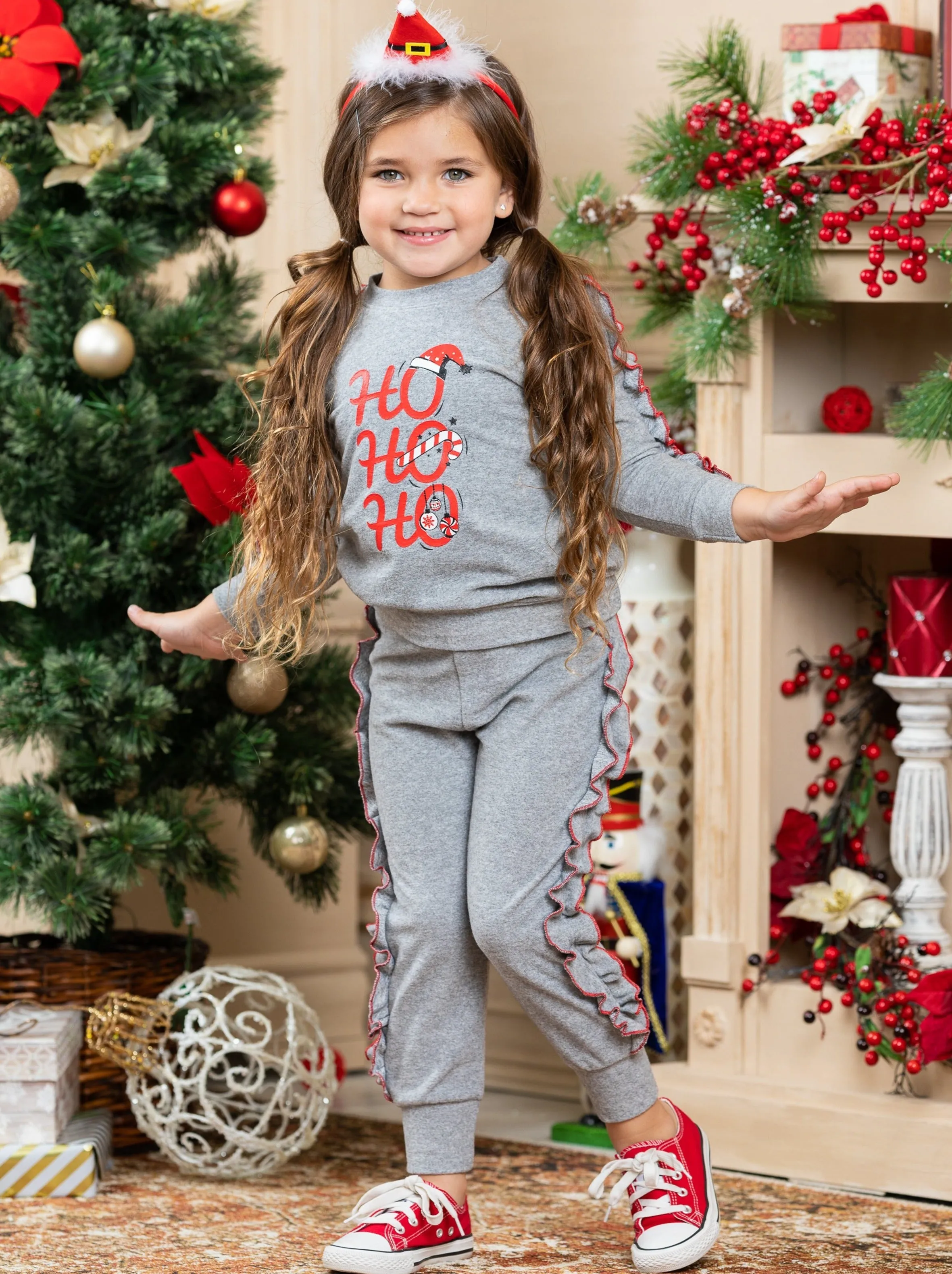 Ho Ho Ho Ruffle Loungewear Set